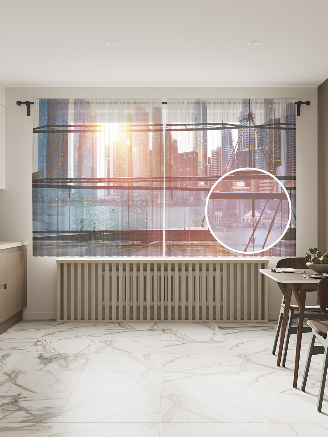 

Фототюль JoyArty "Лучи сквозь небоскребы", 145x180см (2 полотна с лентой + 50 крючков), Лучи сквозь небоскребы