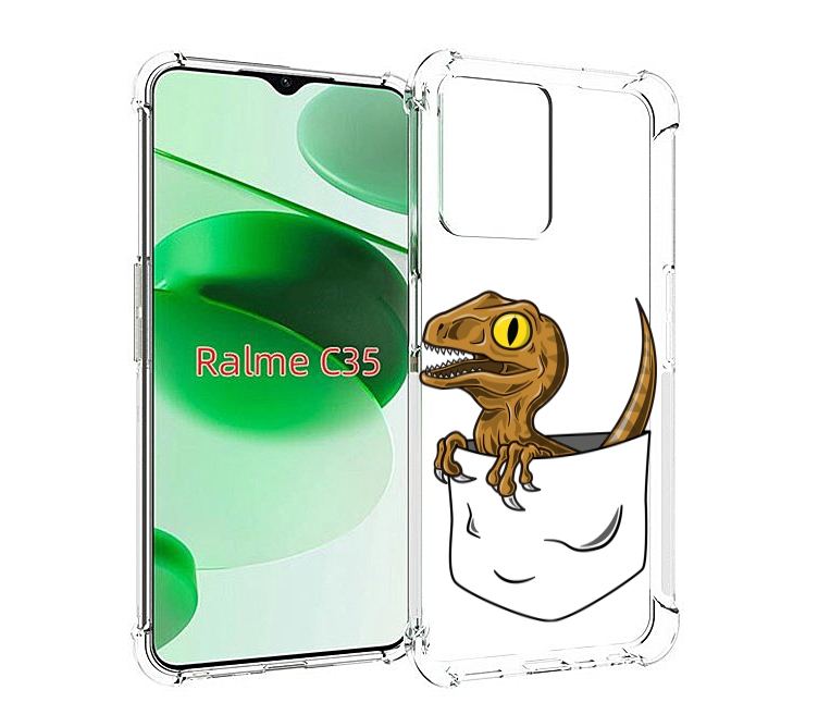 

Чехол MyPads динозавр в кармане для Realme C35 / Narzo 50A Prime, Прозрачный, Tocco