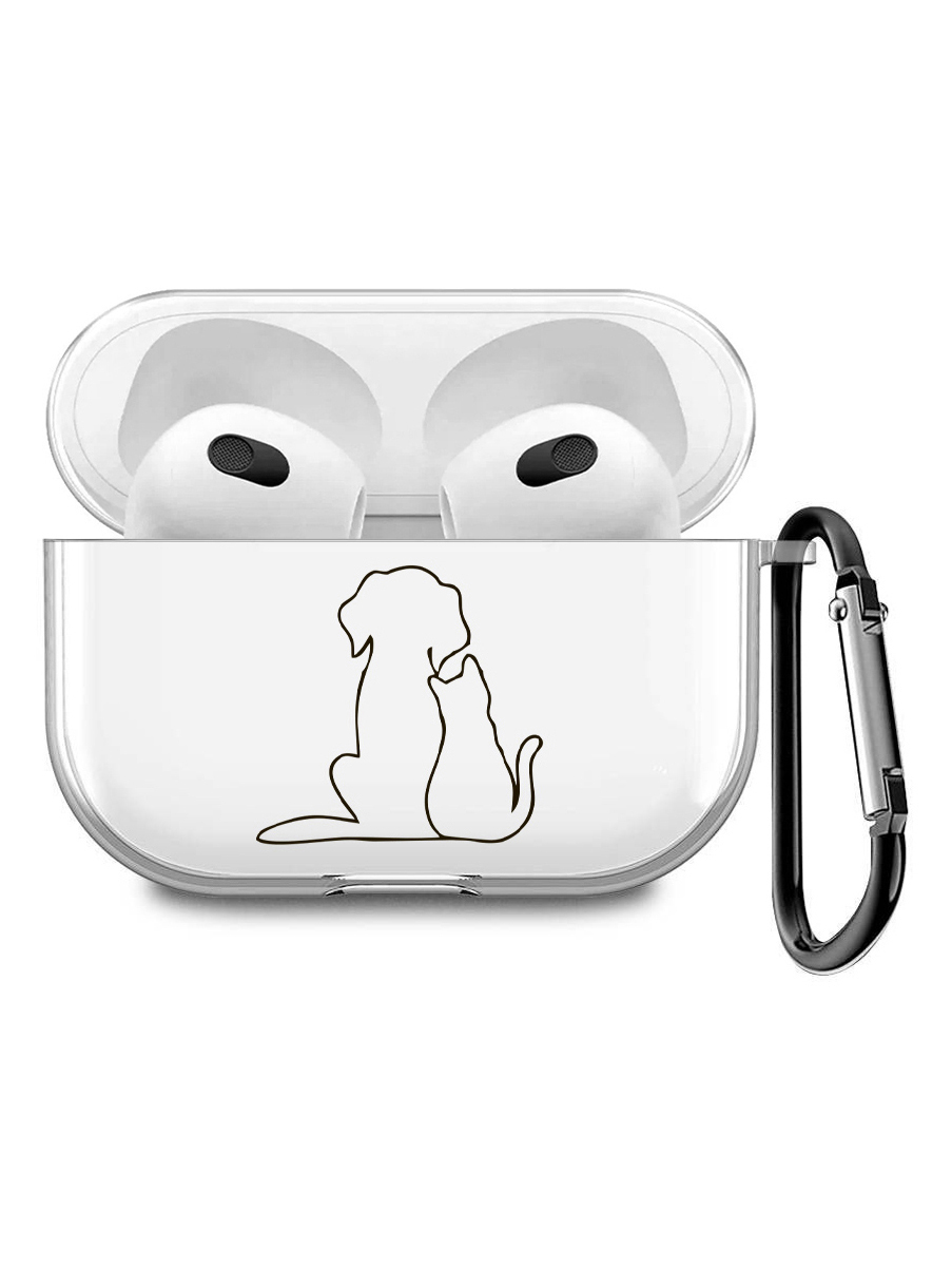 

Силиконовый чехол для наушников Apple AirPods 3 с принтом "Cat and Dog", Прозрачный;черный, 200008678