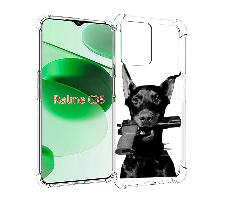 

Чехол MyPads доберман с пистолетом для Realme C35 / Narzo 50A Prime, Прозрачный, Tocco