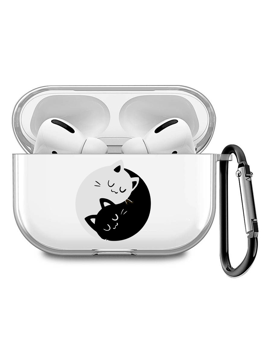 

Силиконовый чехол для наушников Apple AirPods Pro с принтом "Yin and Yang Cats", Прозрачный;белый;серый;черный, 200008679