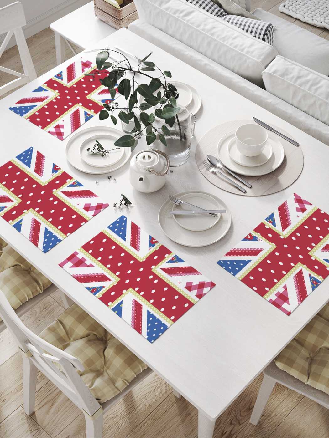 фото Комплект салфеток joyarty "лоскутный флаг англии" для сервировки стола (32х46 см, 4 шт.)