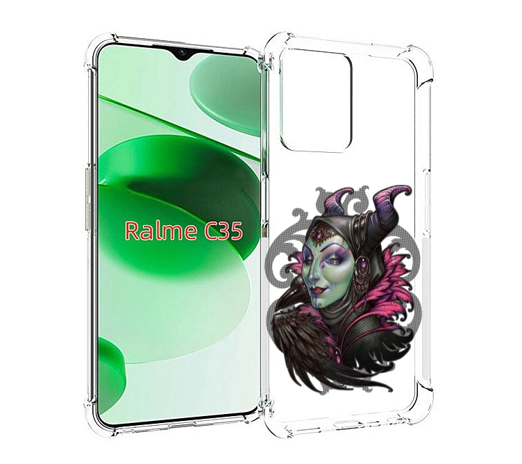 

Чехол MyPads зеленая девушка с вороном для Realme C35 / Narzo 50A Prime, Прозрачный, Tocco