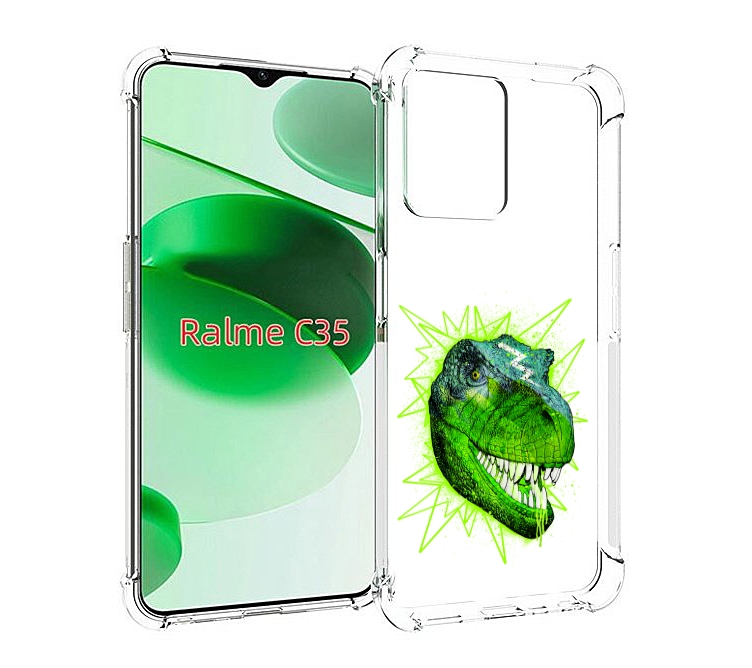 

Чехол MyPads зеленый динозавр для Realme C35 / Narzo 50A Prime, Прозрачный, Tocco