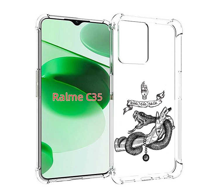 

Чехол MyPads змея на руке рисунок для Realme C35 / Narzo 50A Prime, Прозрачный, Tocco