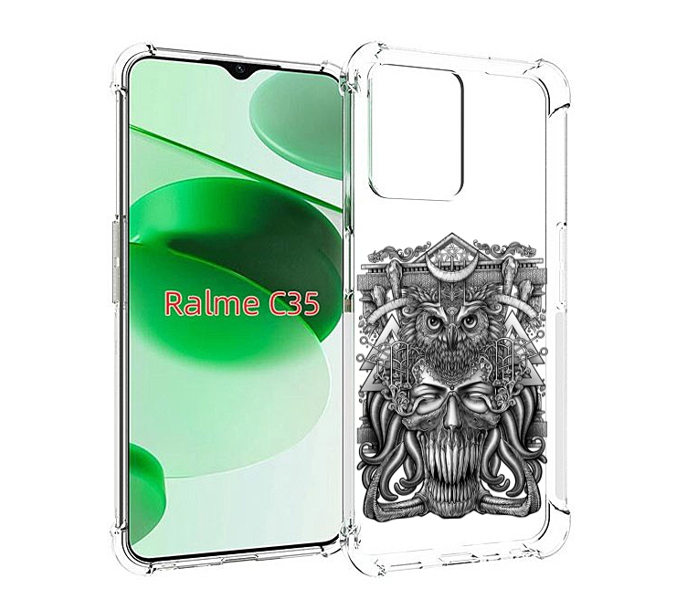 

Чехол MyPads зубастая сова для Realme C35 / Narzo 50A Prime, Прозрачный, Tocco