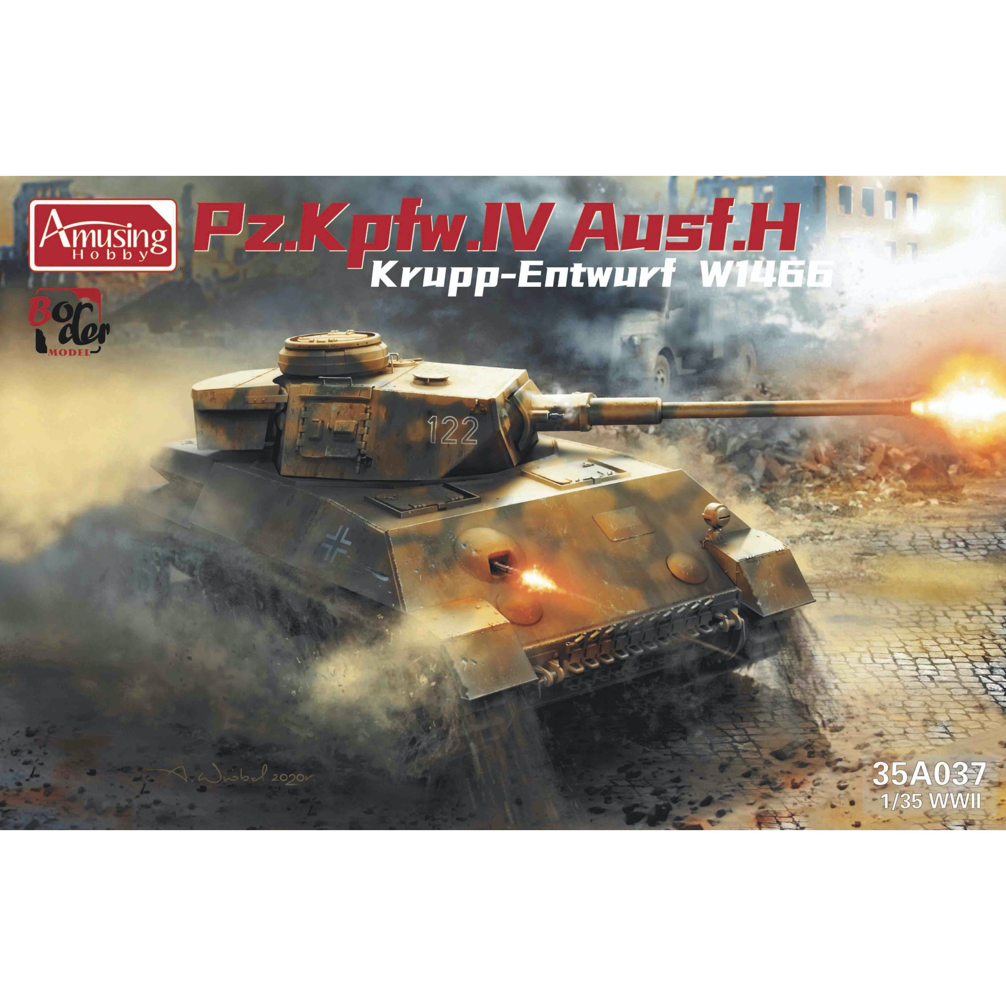 фото Сборная модель amusing hobby 1/35 немецкий танк panzer iv ausf.h krupp entwurf w1466 35a03