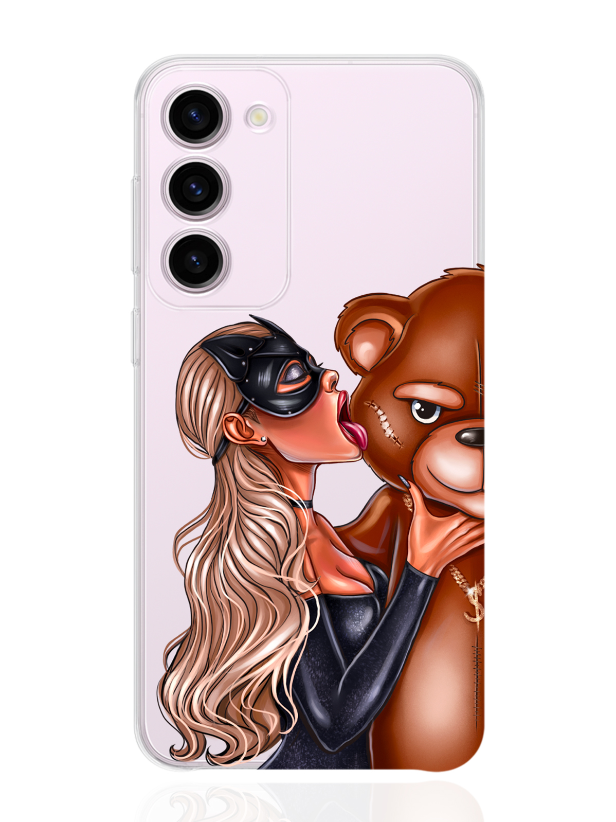 

Чехол MustHaveCase для Samsung Galaxy S23+ Кошечка блондинка и мишка прозрачный, Прозрачный;черный;коричневый