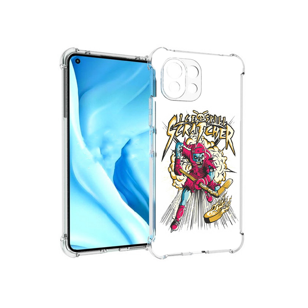 

Чехол MyPads Tocco для Xiaomi Mi 11 Lite нарисованный скелет хоккеист (PT159462.256.514), Прозрачный, Tocco