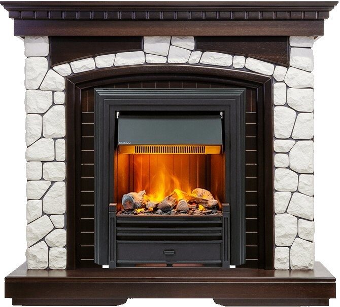 

Электрокамин Dimplex Glasgow (темный дуб) белый камень с очагом Brookline Black