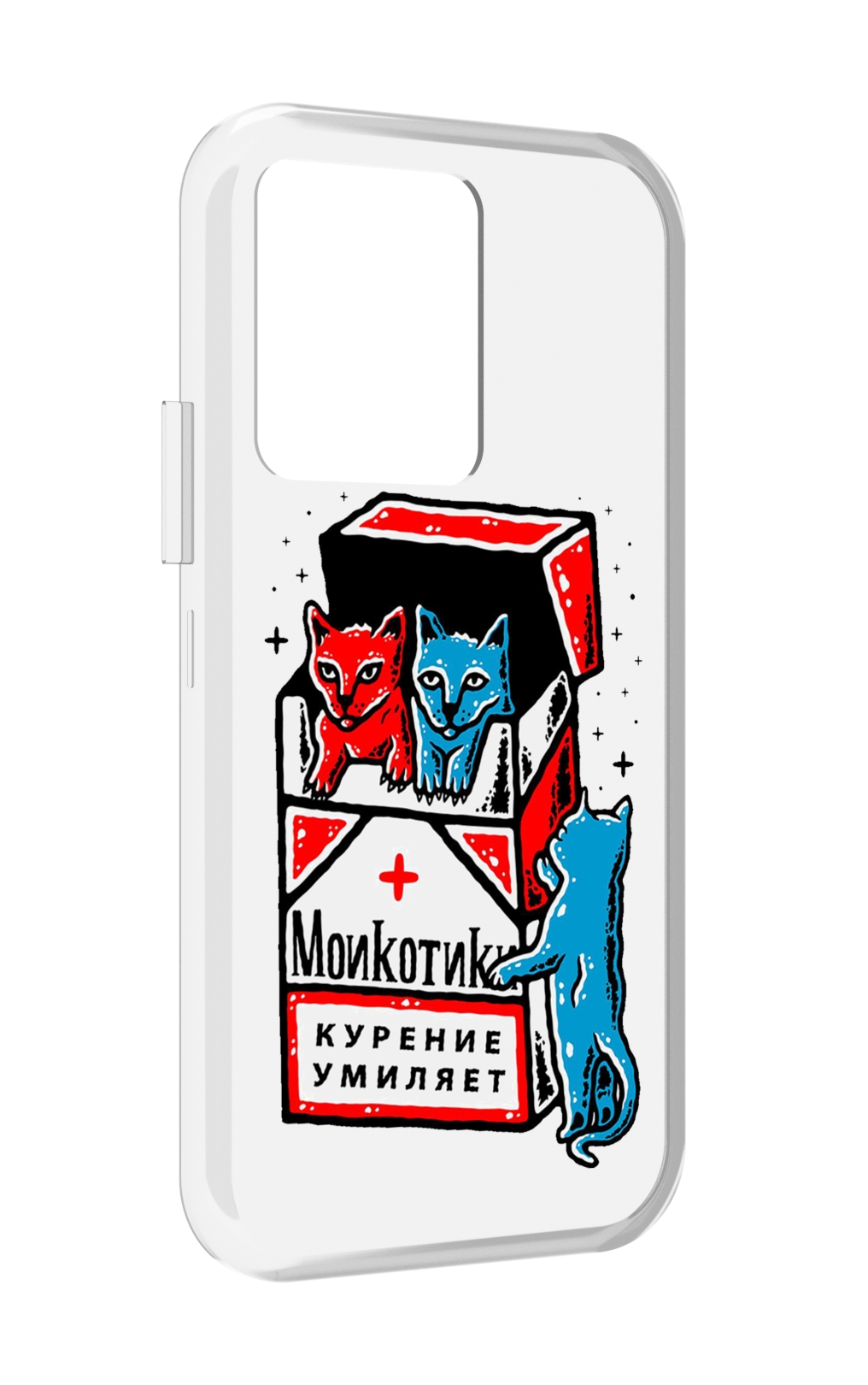 Чехол MyPads красно-синие-коты для Vivo iQOO 10
