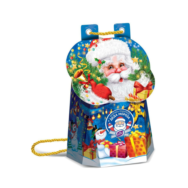 Подарок новогодний Konti в виде рюкзачка-Деда Мороза, 500 г