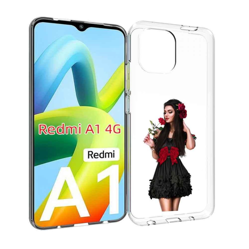 

Чехол MyPads девушка-в-черном-платье-с-розой женский для Xiaomi Redmi A1, Прозрачный, Tocco