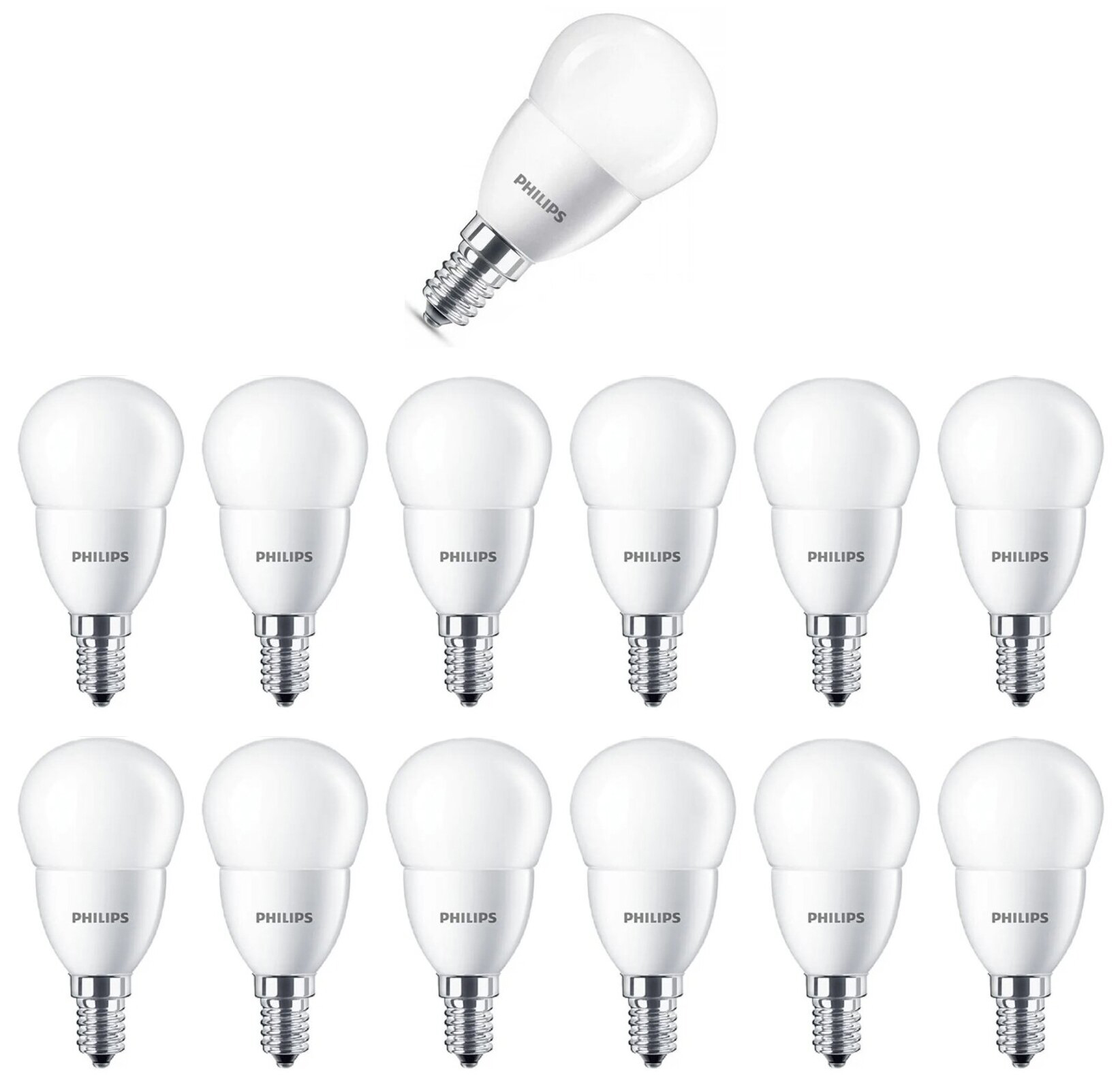 

Лампочка светодиодная Philips Шар P E14 5Вт 220В 470Лм 2700К Теплый белый, упак. 12шт, Шар P E14 5Вт 220В 470Лм 2700К