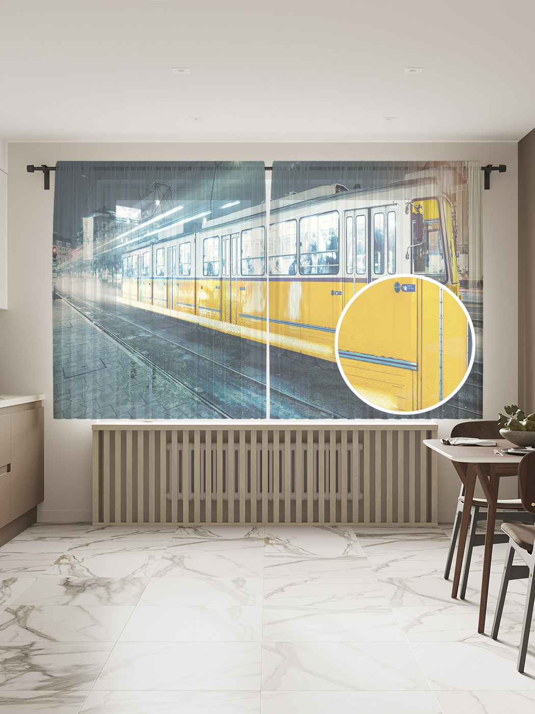 

Фототюль JoyArty "Скоростной трамвай", 145x180см (2 полотна с лентой + 50 крючков), Скоростной трамвай