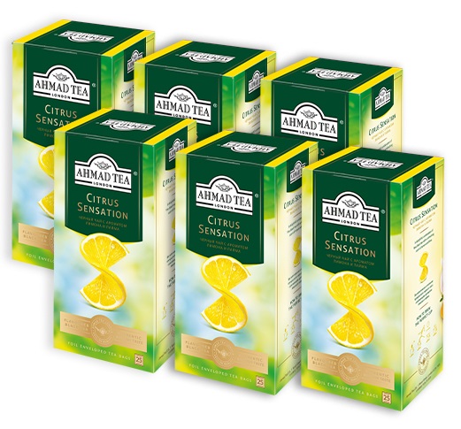 Чай Ahmad Tea Цитрус Сенсейшн лимон и лайм, чёрный, в пакетиках 25х1,8г - 6 штук