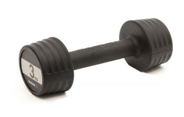 Неразборные гантели обрезиненные Reebok Dumbbell 2 x 3 кг, серый