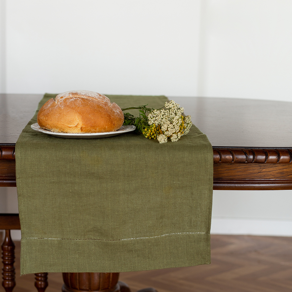 

Дорожка столовая Bellehome Olive Green, 40х160 см 50% хлопок 50% лен, Зеленый