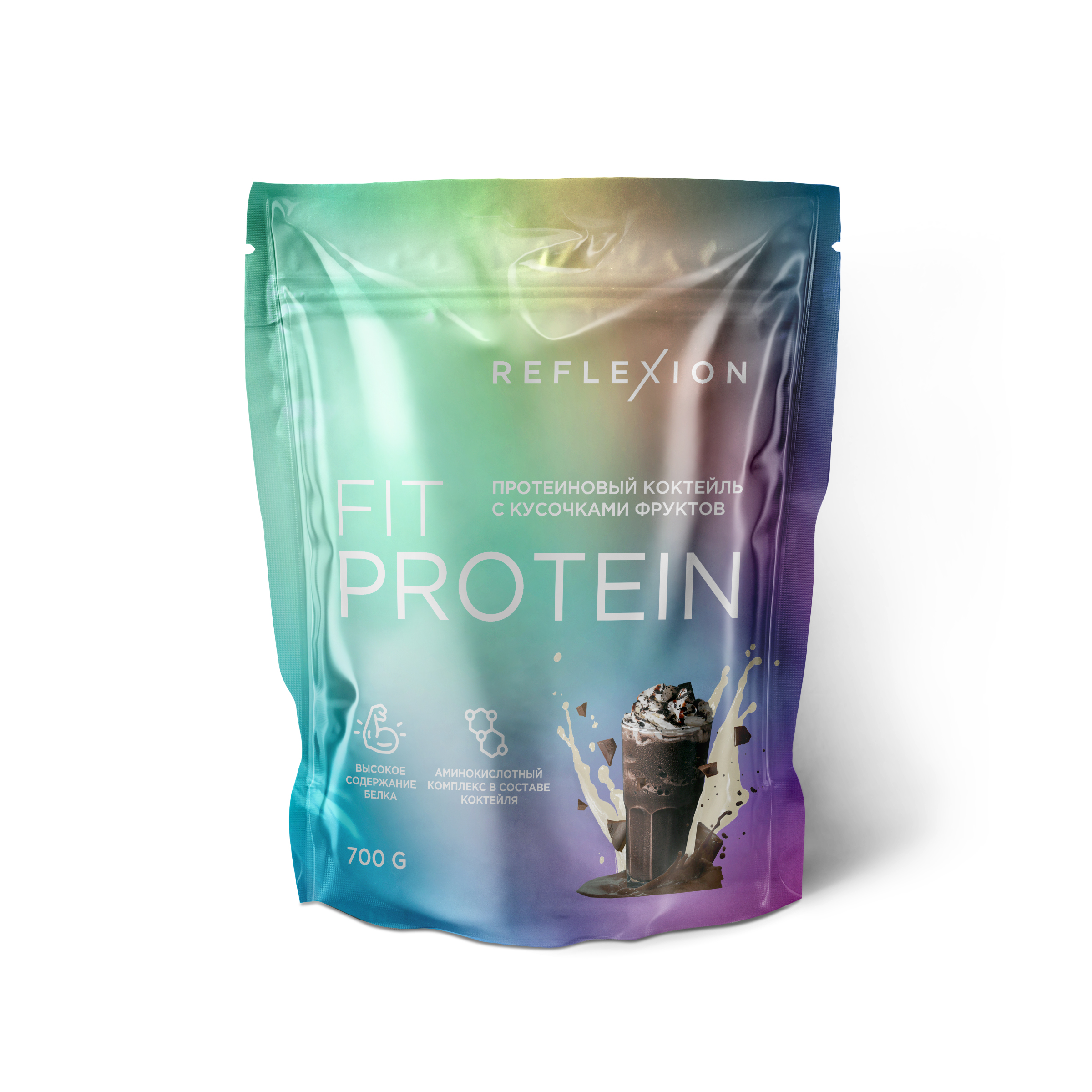 

Reflexion Fit Protein, 700 г, вкус: шоколадное с кусочками шоколада