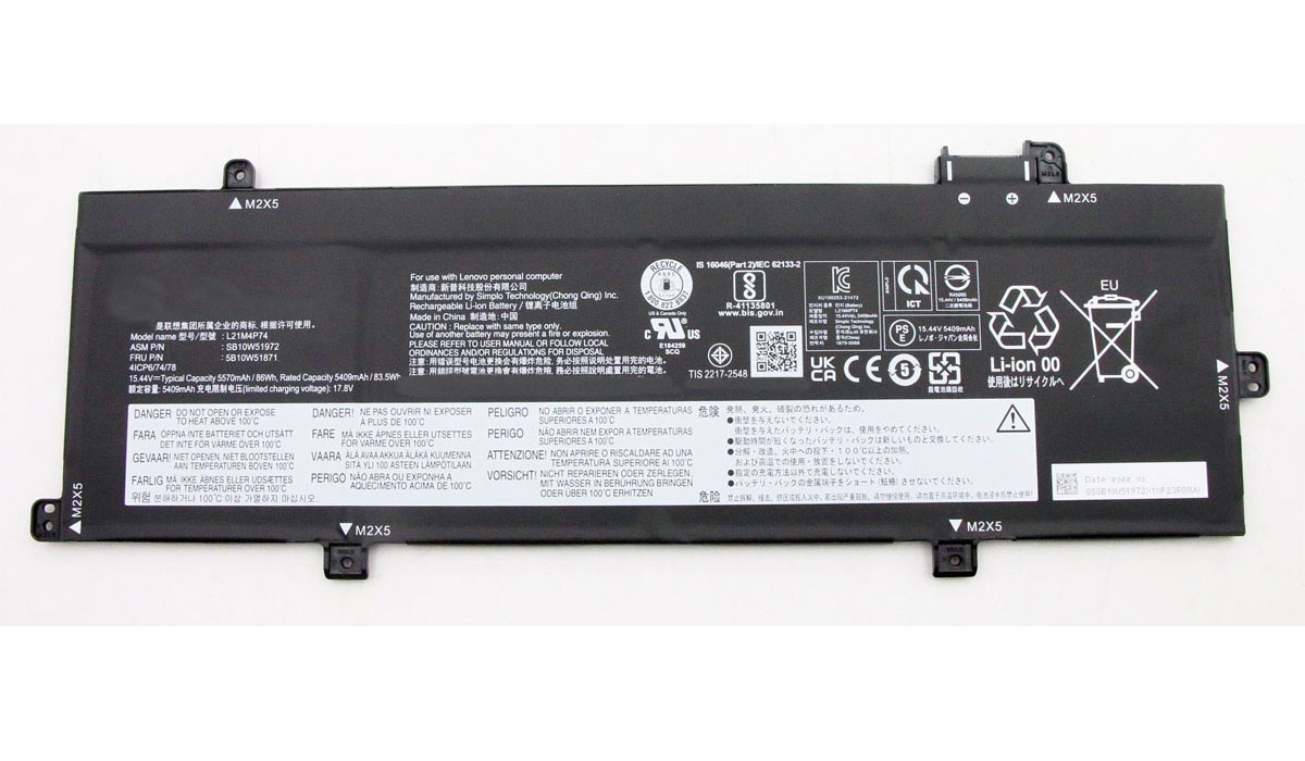 

Аккумулятор OEM для Lenovo ThinkBook T16 P16s gen 1 (L21M4P74) 15.44V 86Wh, для Lenovo ThinkBook T16 P16s gen 1 (L21M4P74)