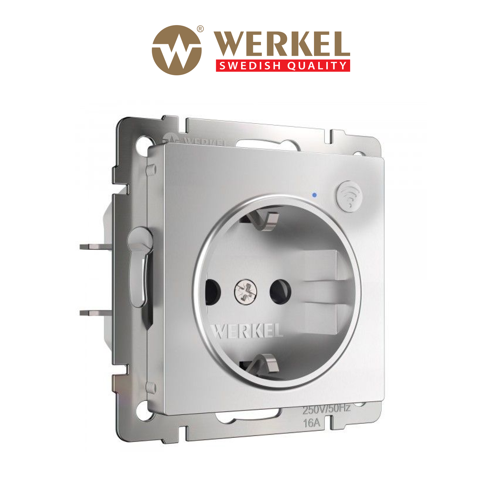 Умная встраиваемая розетка с заземлением Werkel W1171606 серебряная Minimir Home 9130₽