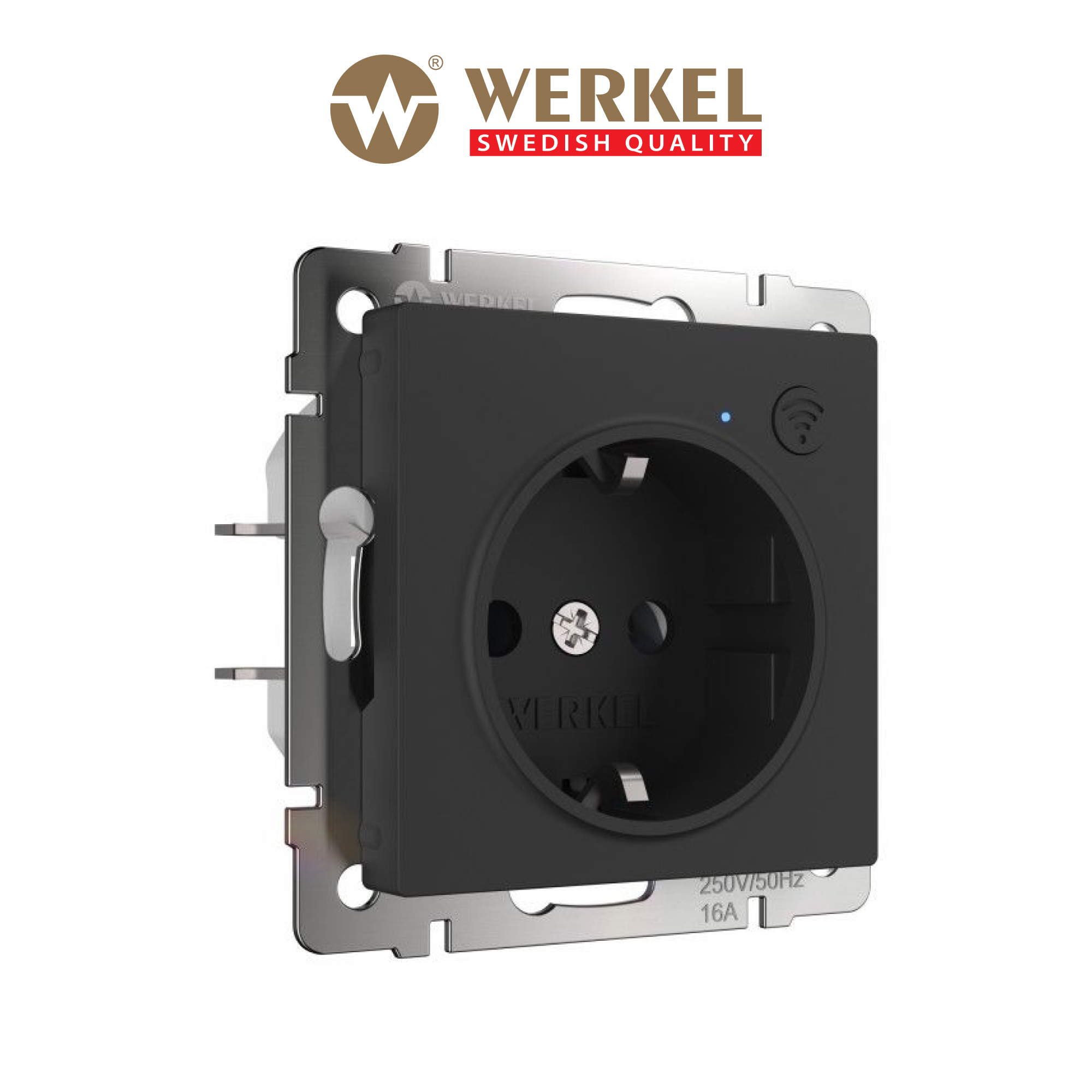 Умная встраиваемая розетка с заземлением Werkel W1171608 черная Minimir Home 9130₽