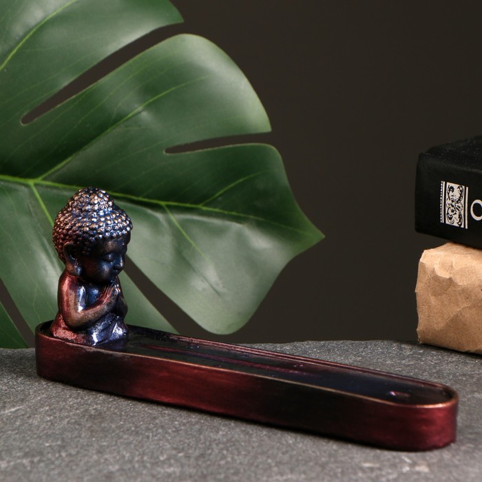 фото Подставка для благовоний будда маленький синий ко смос, 8х19 см хорошие сувениры