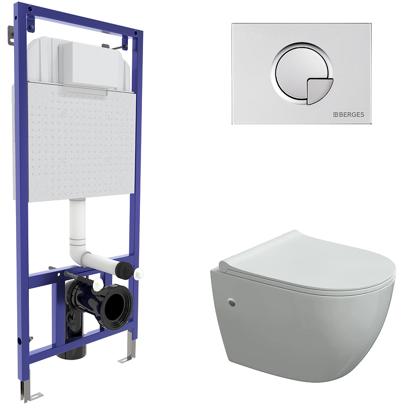 

Комплект унитаза с инсталляцией Berges Wasserhaus Okus 043276 с сиденьем Микролифт и клави