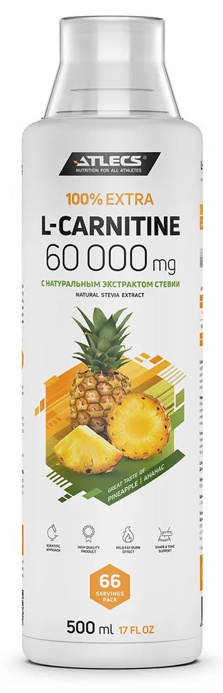 Atlecs L-carnitine 60000 mg, 500 мл. (ананас)