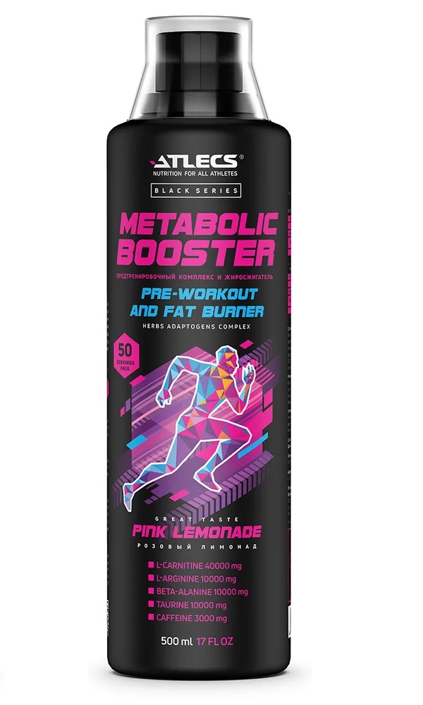 

Жиросжигатель Atlecs Metabolic Booster black series 500 мл розовый лимонад, Metabolic Booster black series