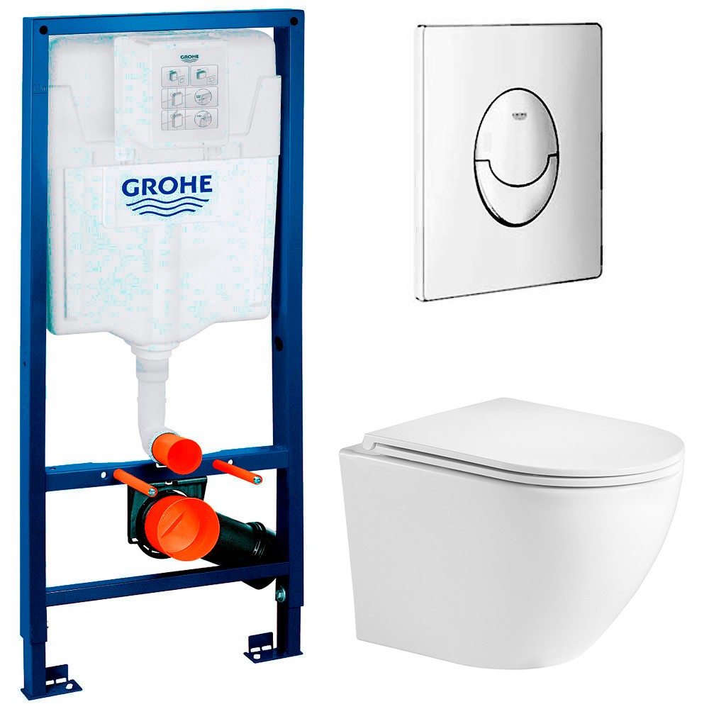 Инсталляция Grohe Rapid 38721001 + унитаз WeltWasser Merzbach 004 GL-WT безободковый с сид инсталляция grohe