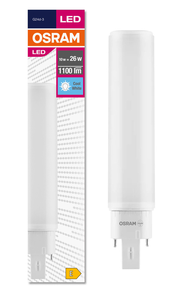 

Лампа светодиодная Osram Dulux 10W G24D-3 1100Лм 4000К Нейтральный белый, упак. 10шт, Dulux 10W G24D-3 1100Лм 4000К Нейтральный