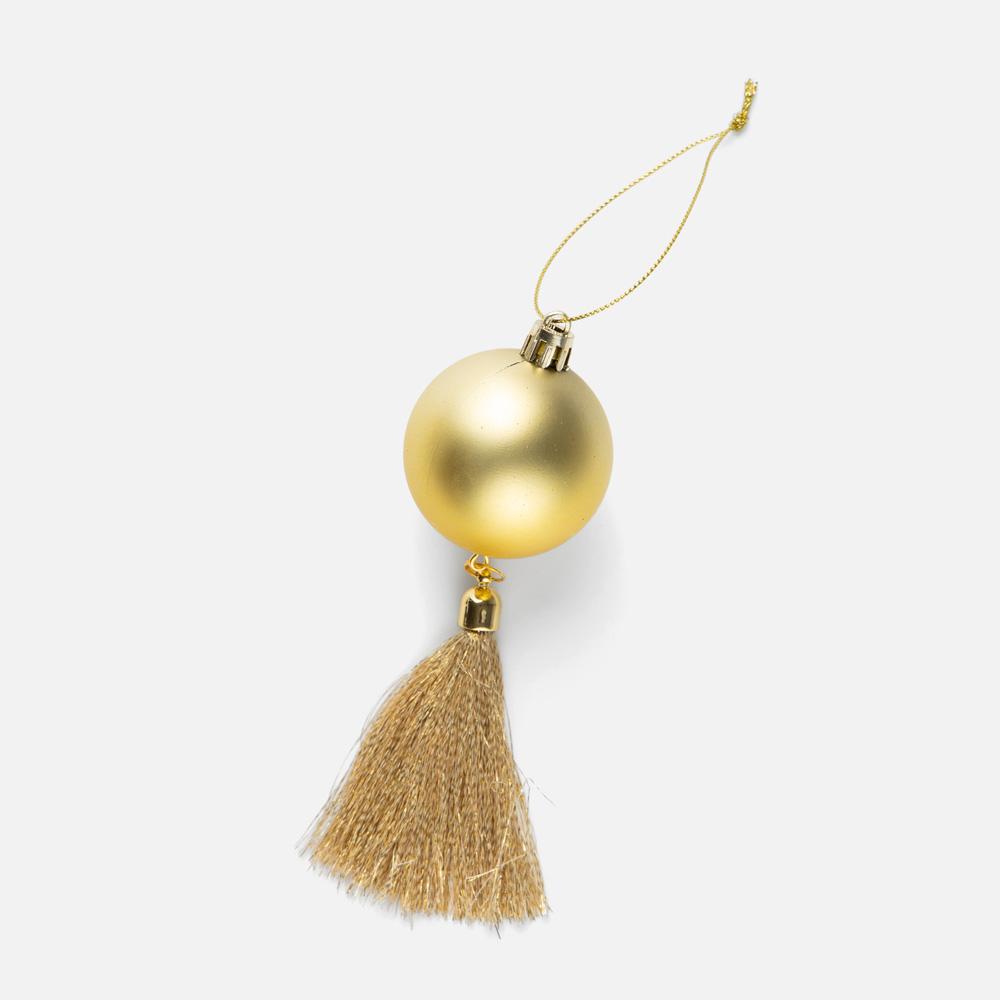 Украшение новогоднее Феникс-Презент Золотой шарик с кисточкой подвесное