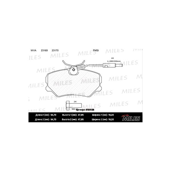 Колодки тормозные передние Citroen C3 I/ZX 92>10 Peugeot 405 I/405 II/405 II Break 87>99 M 100038178745