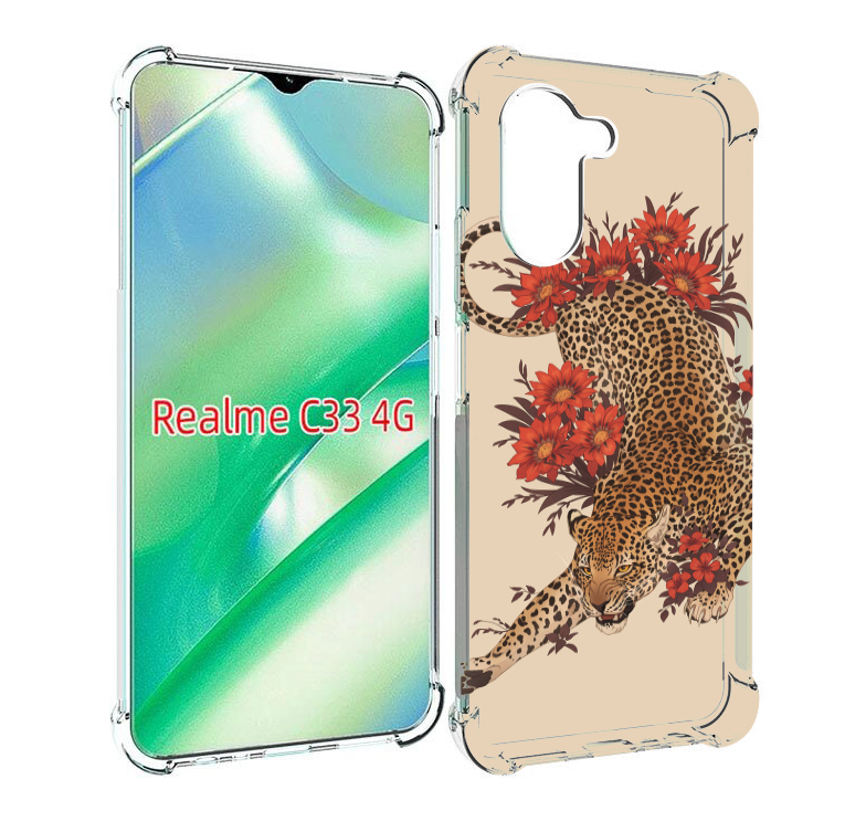 

Чехол MyPads тигр-из-цветов для Realme C33 4G, Прозрачный, Tocco