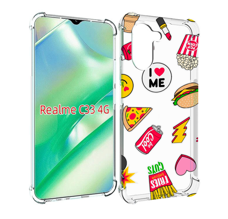

Чехол MyPads фаст-фуд для Realme C33 4G, Прозрачный, Tocco
