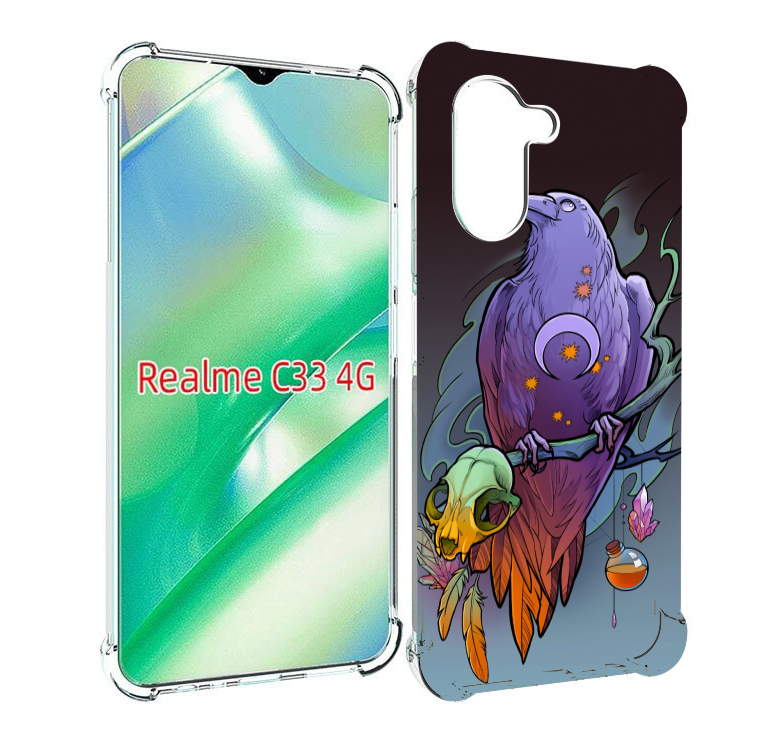 

Чехол MyPads фиолетовый ворон на ветке для Realme C33 4G, Прозрачный, Tocco