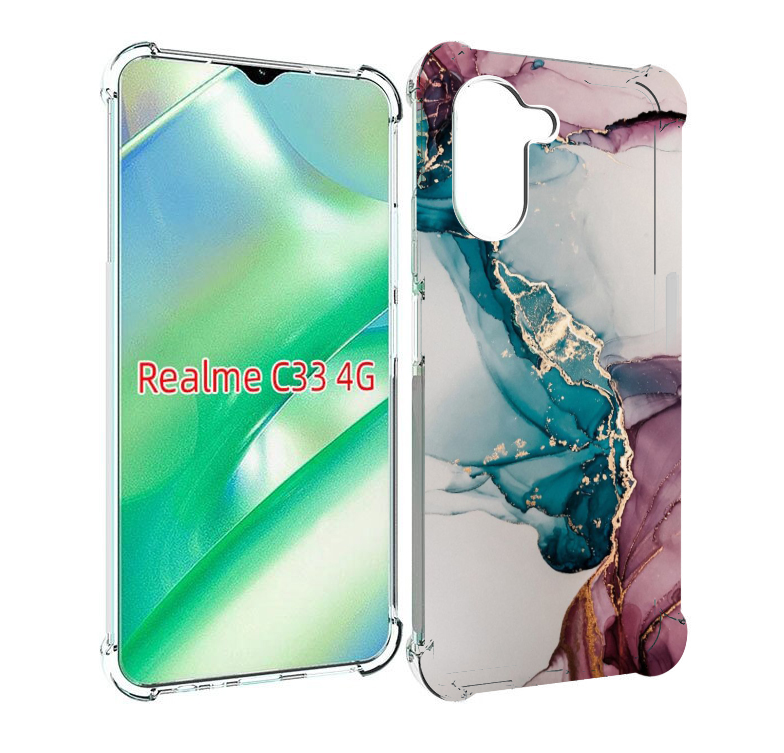 

Чехол MyPads фиолетовый синий краски для Realme C33 4G, Прозрачный, Tocco