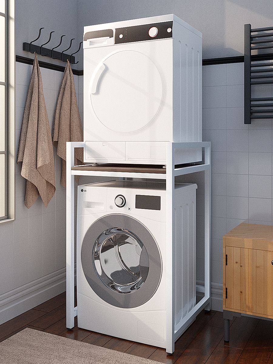 Стеллаж-стойка для стиральной и сушильной машины N-LOFT, глубина 40 см, дуб темный термо