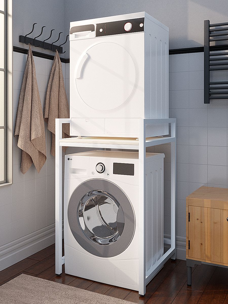 Стеллаж-стойка для стиральной и сушильной машины N-LOFT, глубина 40 см, белый