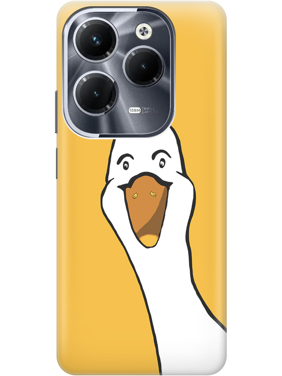 

Силиконовый чехол на Infinix Hot 40 / Hot 40 Pro с рисунком "Забавный гусь", Белый;желтый, 20011885