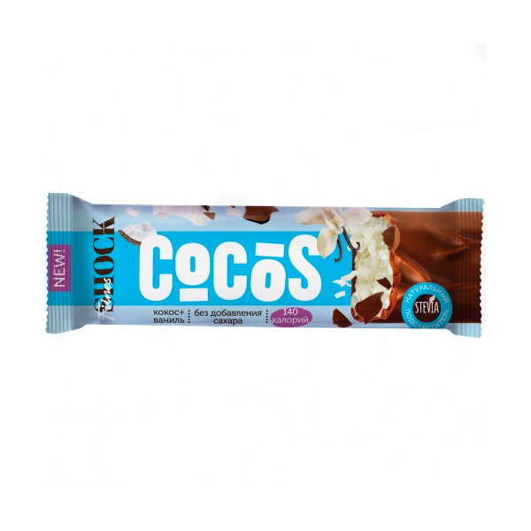 фото Fitnesshock протеиновый батончик cocos protein bar - 35 грамм ваниль-кокос