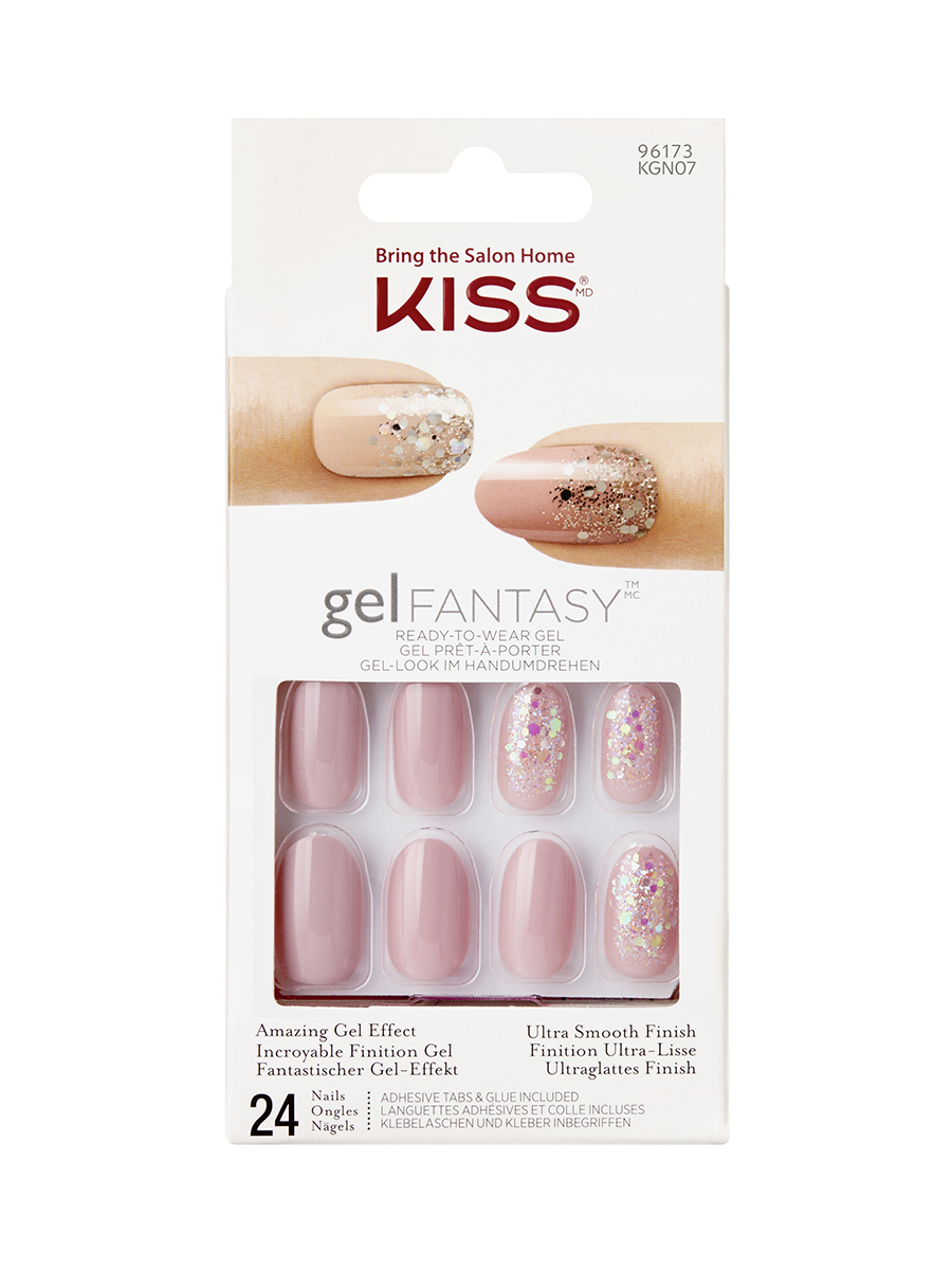 фото Набор kiss накладных ногтей с клеем розовая пыль короткой длины 24шт