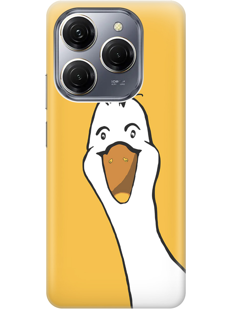 

Силиконовый чехол на Tecno Spark 20 Pro с рисунком "Забавный гусь", Белый;желтый, 20011920