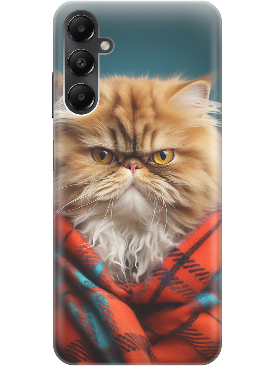 

Силиконовый чехол на Samsung Galaxy A05s с рисунком "Недовольный котик", Красный;синий, 20001456
