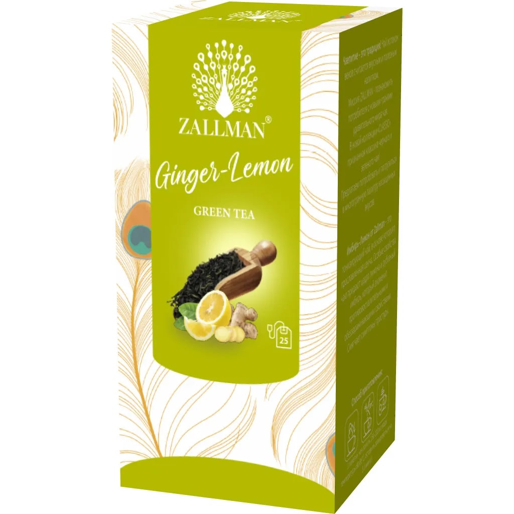 Чай зеленый Zallman Имбирь лимон в пакетиках 2 г х 25 шт.