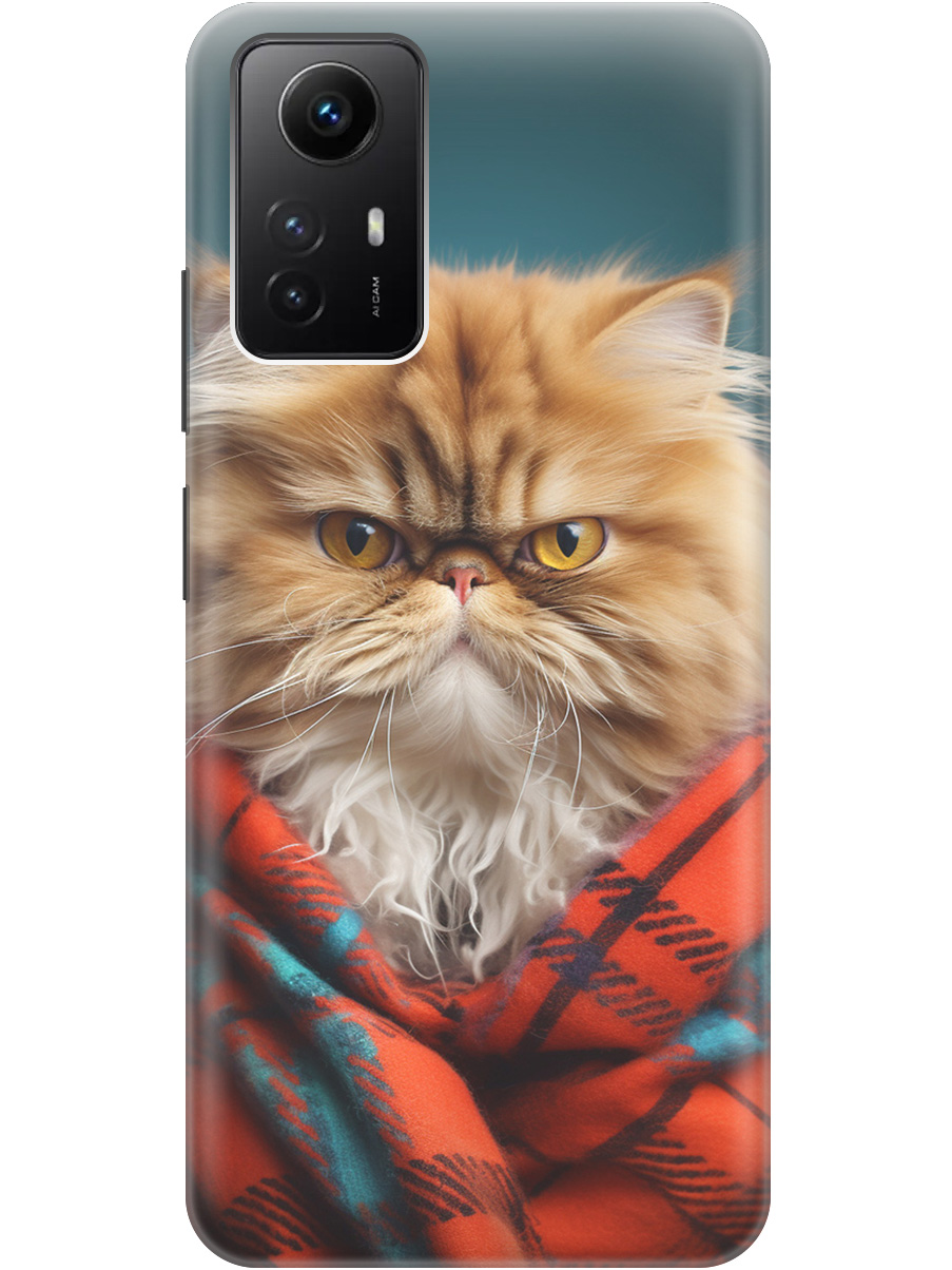 

Силиконовый чехол на Xiaomi Redmi Note 12s с рисунком "Недовольный котик", Красный;синий, 20001468