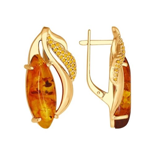

Серьги женские из серебра SOKOLOV 83020033, янтарь/фианит, 83020033