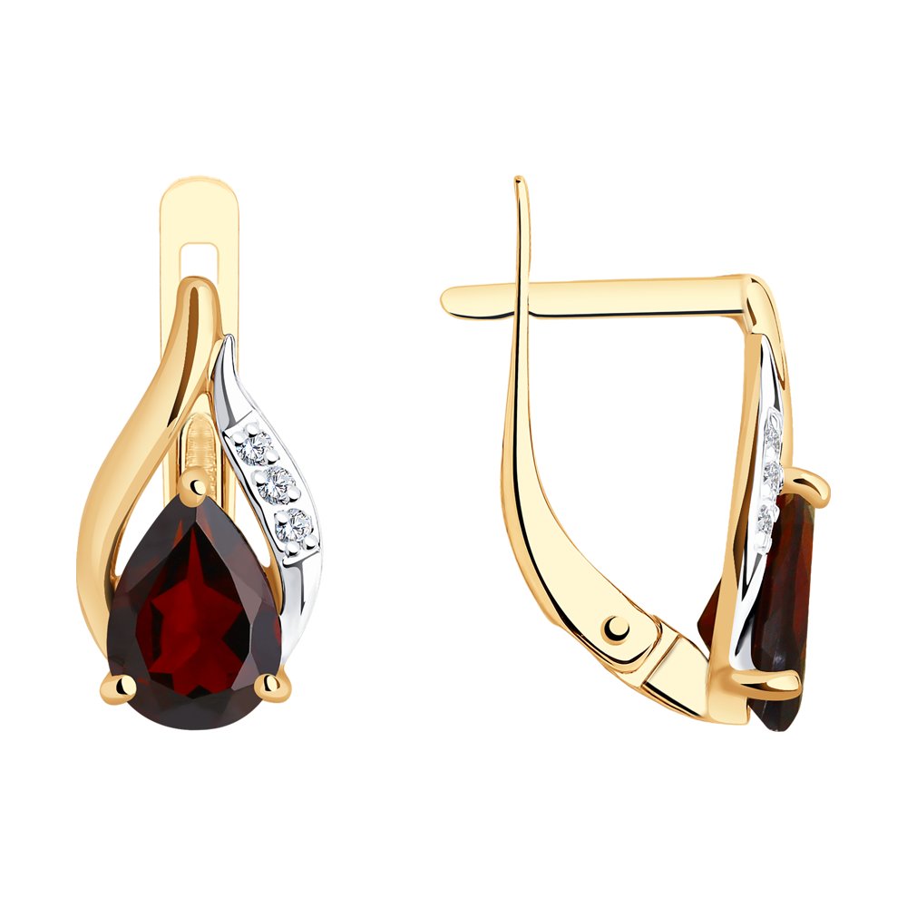 

Серьги женские из золота Diamant 51-320-00985-2, гранат/фианит, 51-320-00985-2