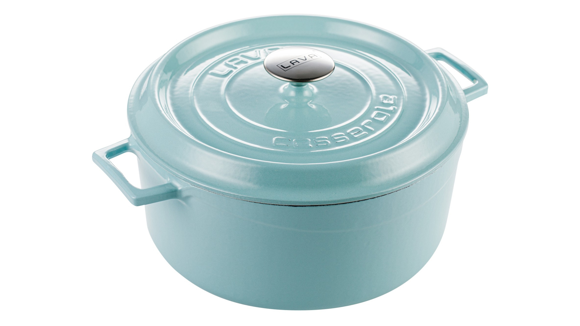 

Кастрюля с крышкой LAVA d28 см, 6,7 л, чугун, бирюзовая